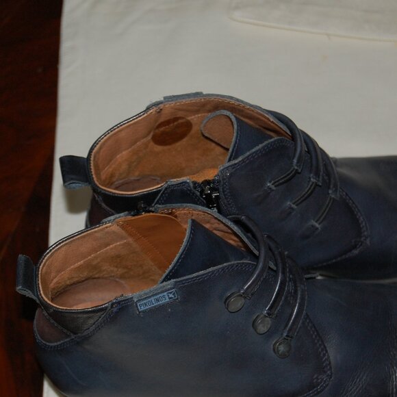 Pikolinos Deep Blue Leather Short Boot With Brown Accents Size 40 - Picture 3 of 15